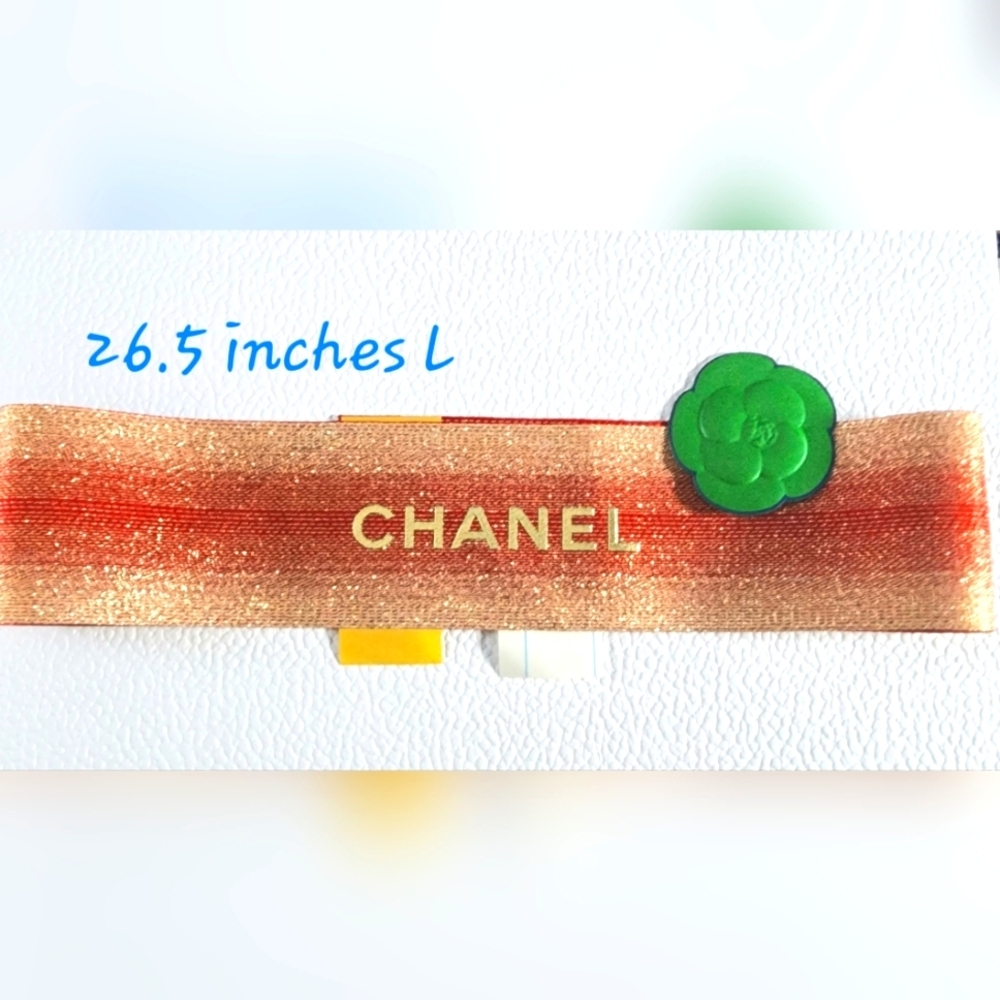 Chanel Gold and Red Ribbon with Green Accent